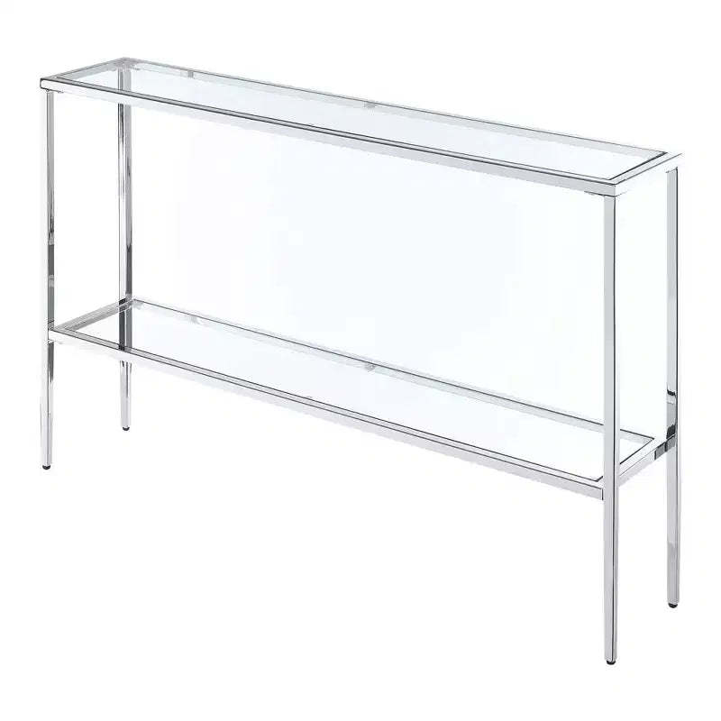 Nadia Chrome Console Table Chrome - Breighton Home: Mid-Century Modern, Tempered Glass, Metal Frame