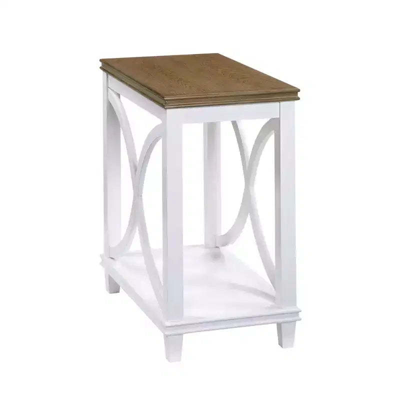 Florence Chairside Table Driftwood Top/White Frame - Breighton Home