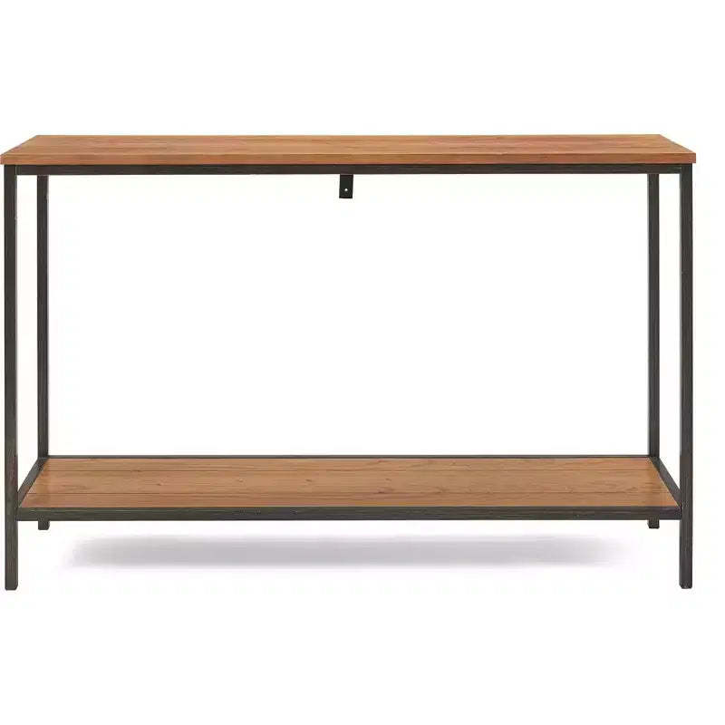 Nolan 2 Tier Console Table Brown - ClickDecor: Rustic Charm, Iron Frame, Entryway Display