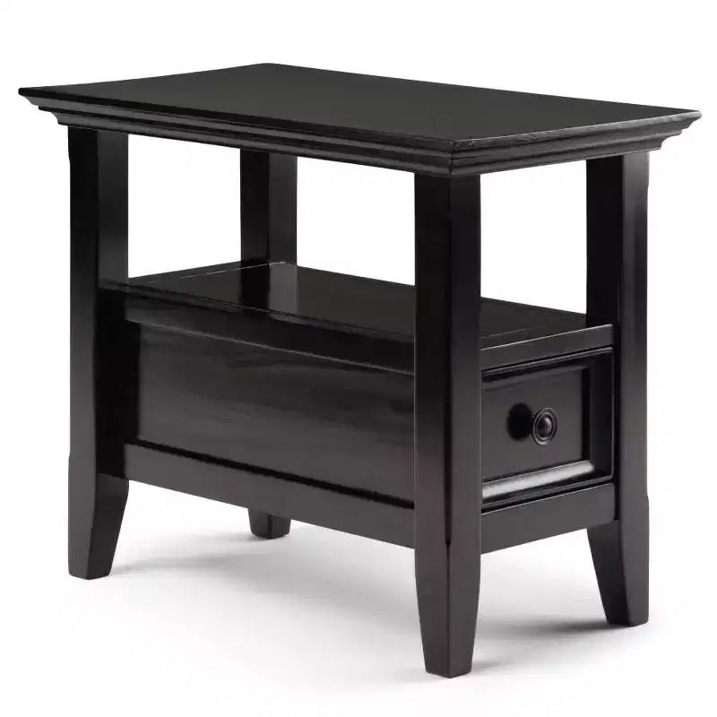 14" Halifax Narrow Side Table Hickory Brown - WyndenHall: Drawer, Open Shelf, Pine Material