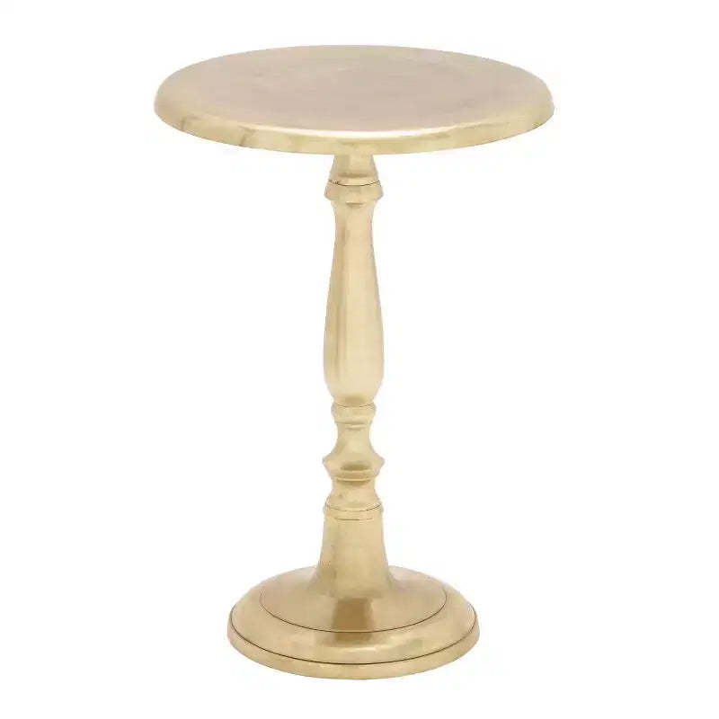 Traditional Aluminum Pedestal Table Gold - Olivia & May: Martini Style Nightstand, Indoor Use