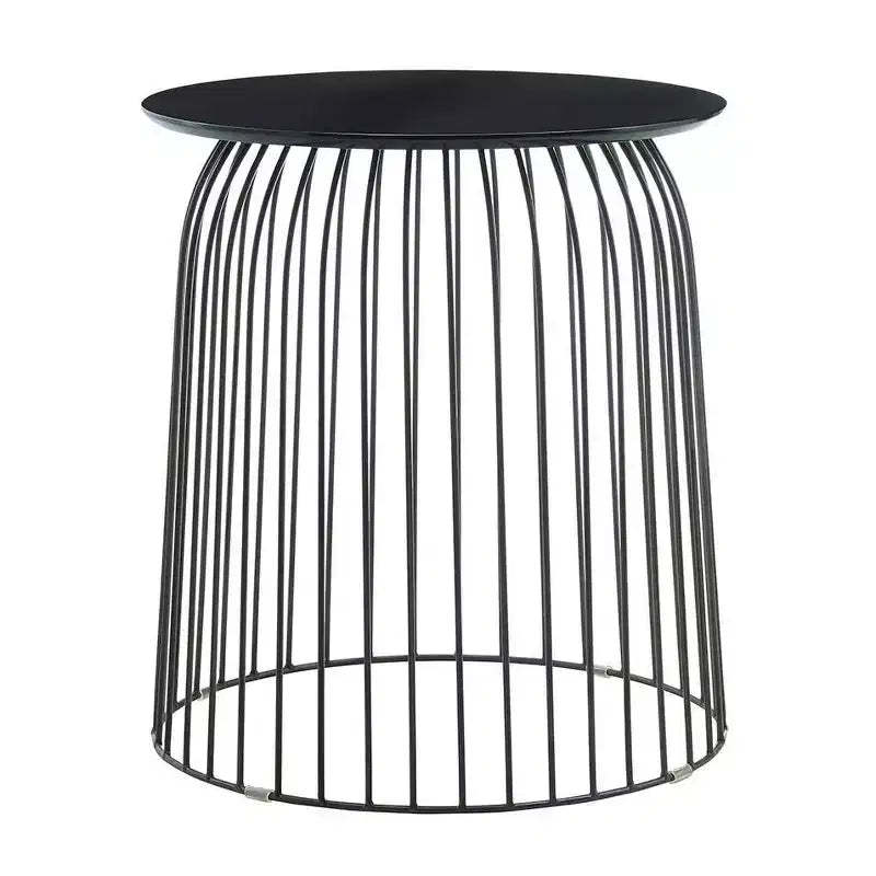 Wallace Accent Table Black - Finch: Modern Geometric Metal Legs, Powder-Coated Iron Frame, No Assembly Required