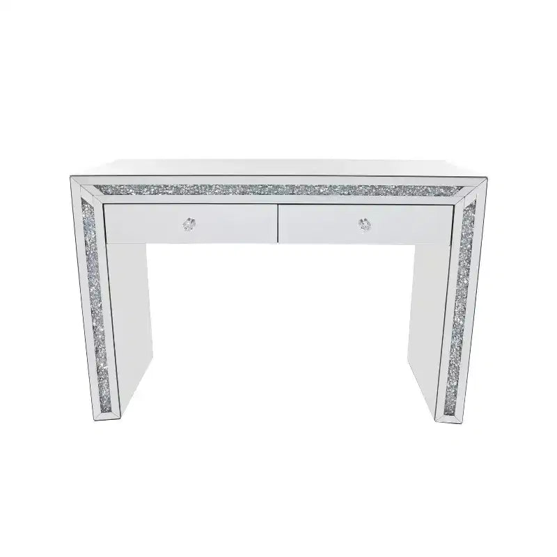 Glam Mirror and Glass Console Table Desk Silver - Olivia & May