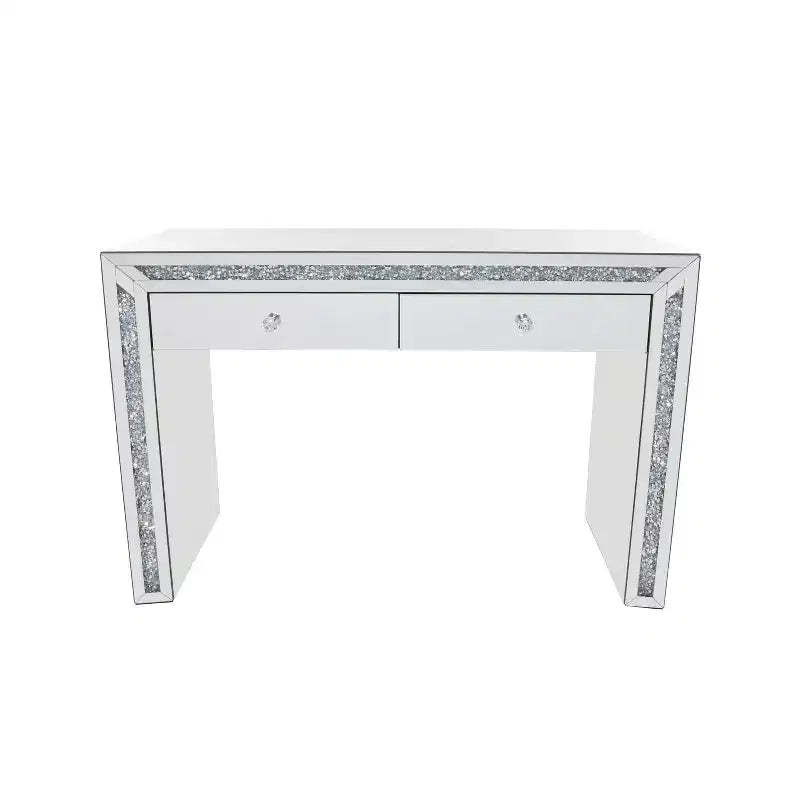 Glam Mirror and Glass Console Table Desk Silver - Olivia & May