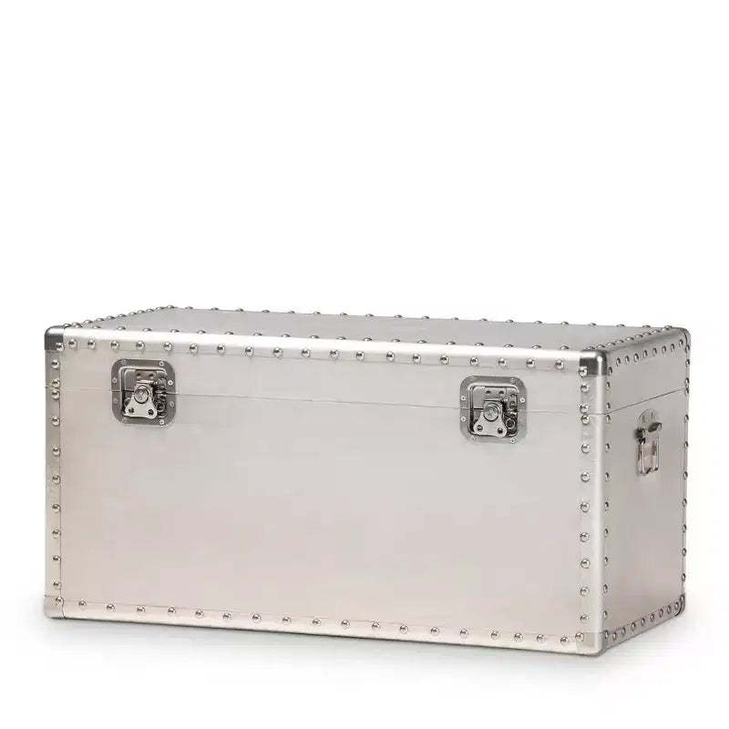 Serge Metal Storage Trunk Silver - Baxton Studio