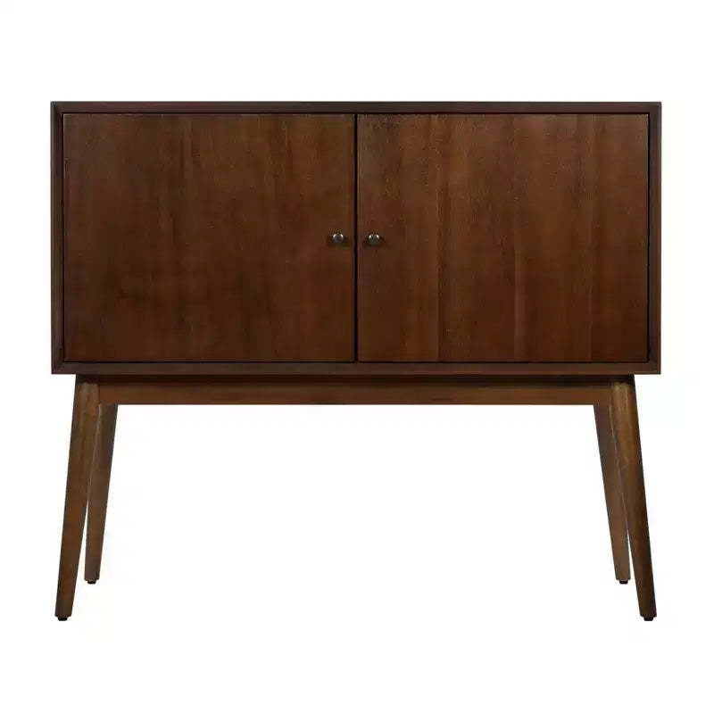 Brookline 2 Door Storage Cabinet Classic Walnut - Adore Decor: Mid-Century Modern, Acacia Veneer, Divided Storage