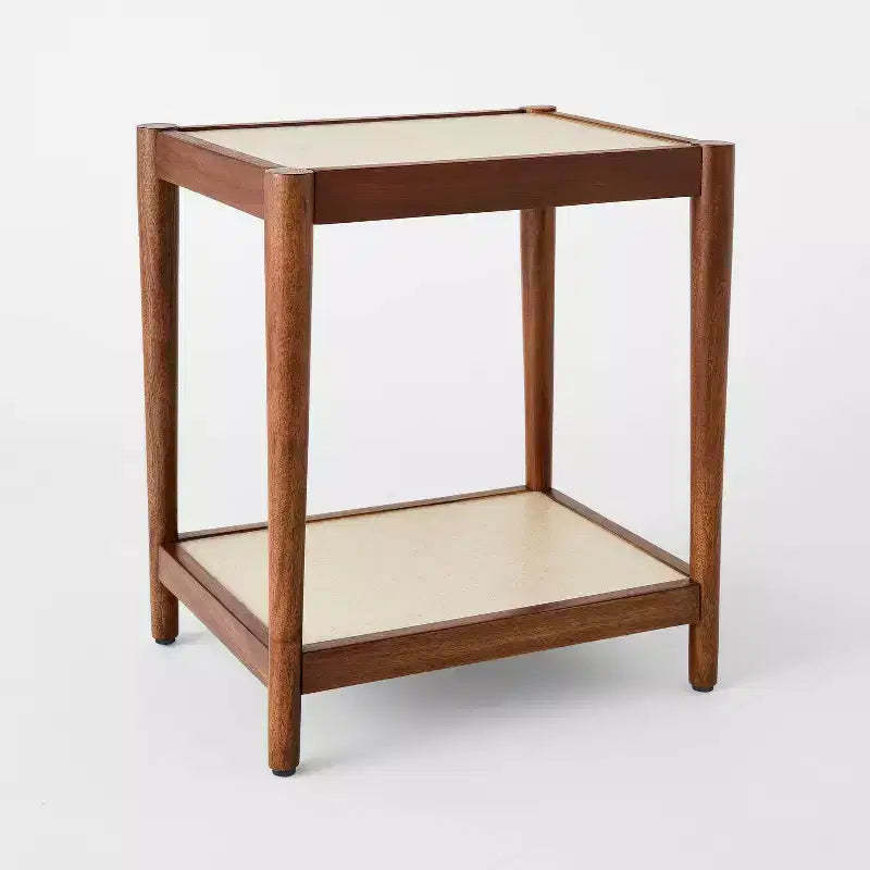 Natural Linen Side Table with Shelf Mahogany Brown - Threshold™ designed with Studio McGee