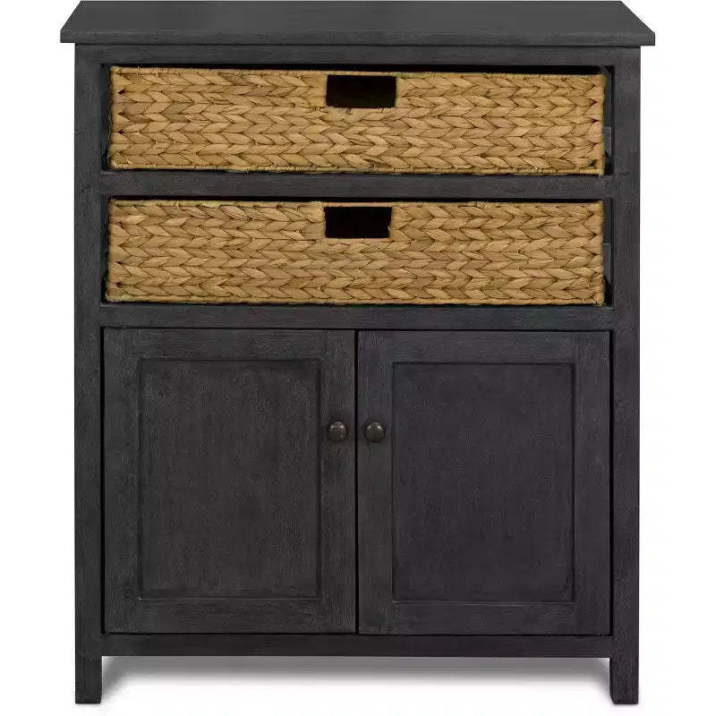 ClickDecor Elmhurst Cabinet Black and Weathered : Pine Frame, 2 Fixed Shelves, No Assembly Required
