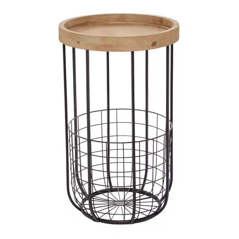 Industrial Metal Accent Table Black - Olivia & May: Round Iron Side Table, No Assembly Required