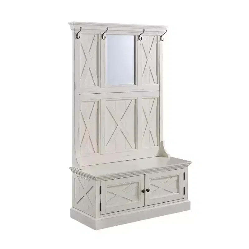 Seaside Lodge Hall Tree White - Home Styles: Mudroom Storage with Bench & Coat Hooks