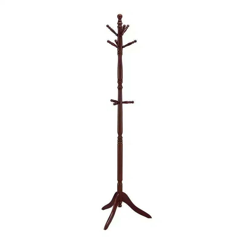 71.5" Swivel Coat Rack Cherry Wood - Ore International: Umbrella Storage, Spinning Top, Double Tier Hooks