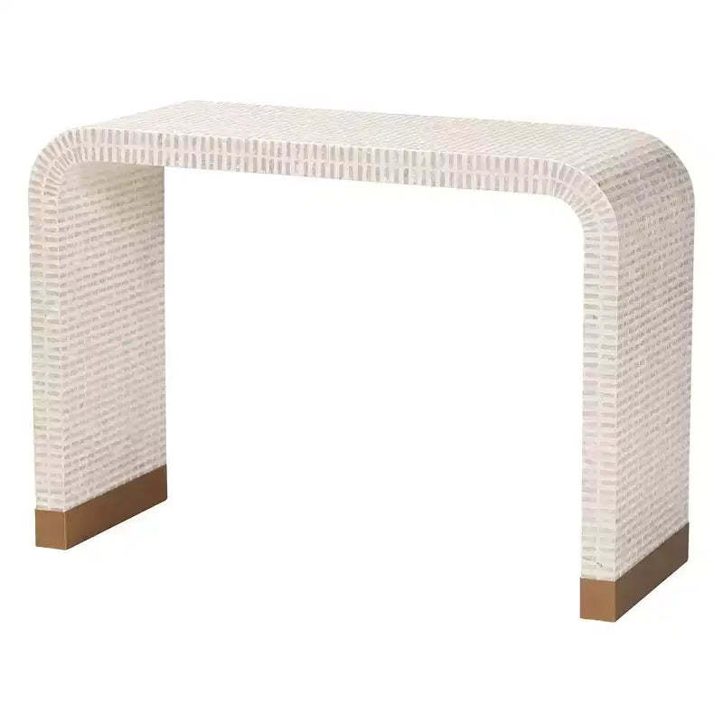 bali & pari 3pc Carlyn Mother of Pearl Capiz Shell Accent Table Set Beige/White/Gold