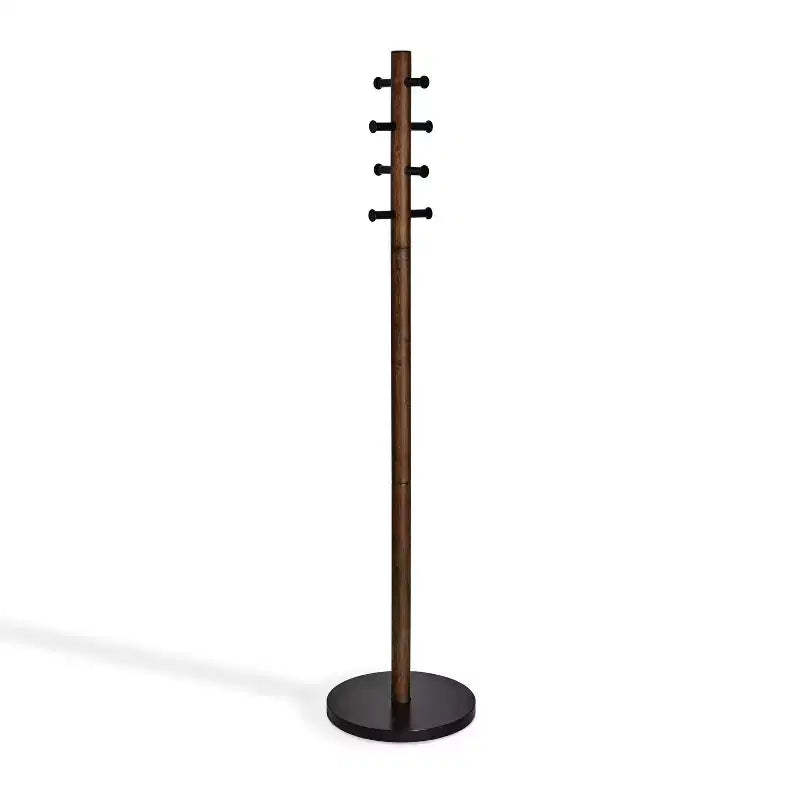 Umbra Wood Pillar Coat Rack Black/Walnut: 8-Hook, Freestanding, Easy Assembly, 66" Tall
