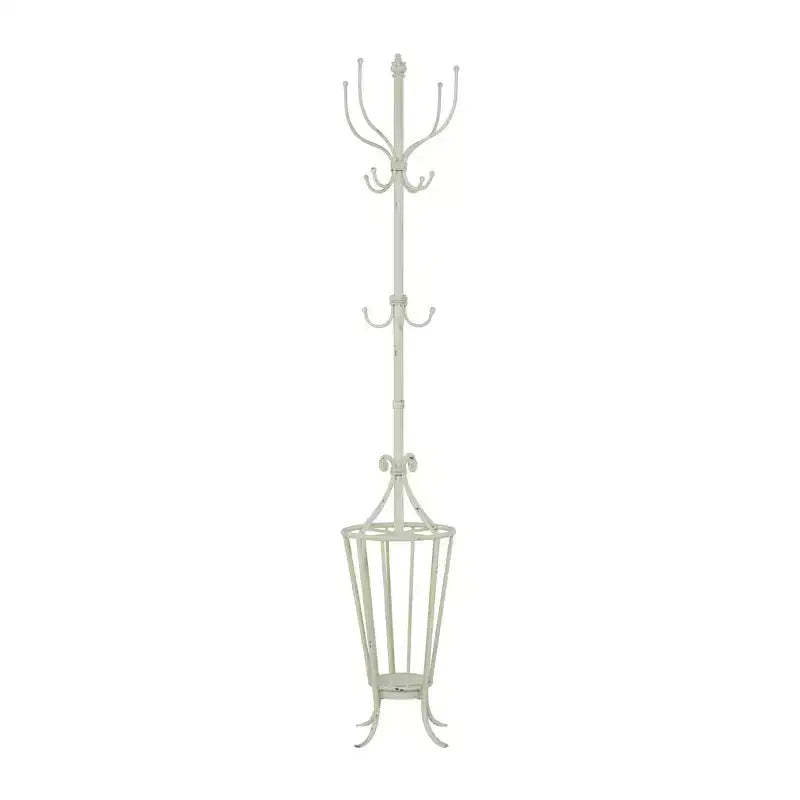 Farmhouse Metal Coat Rack White - Olivia & May: Umbrella Stand, Indoor Storage, No Assembly Required