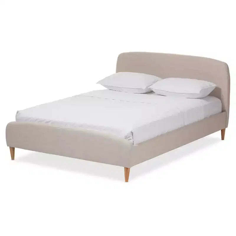 Mia Mid - Century Fabric Upholstered Platform Bed - Baxton Studio