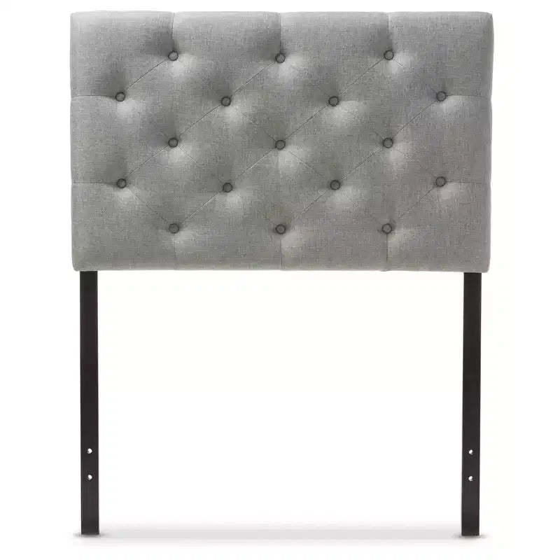 Twin Viviana Modern And Contemporary Fabric Upholstered Button Tufted Headboard Gray - Baxton Studio: Rubberwood Frame, Adjustable Height