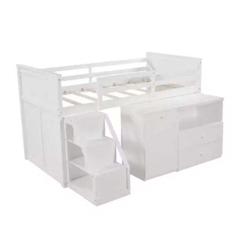 Acme Furniture 79" Loft Bed Wyatt Loft and Bunk Bed White : Full Size, Wood Frame, No Box Spring Needed