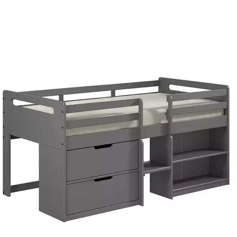 77"Twin Loft Bed Fabiana Loft and Bunk Bed Gray Finish - Acme Furniture