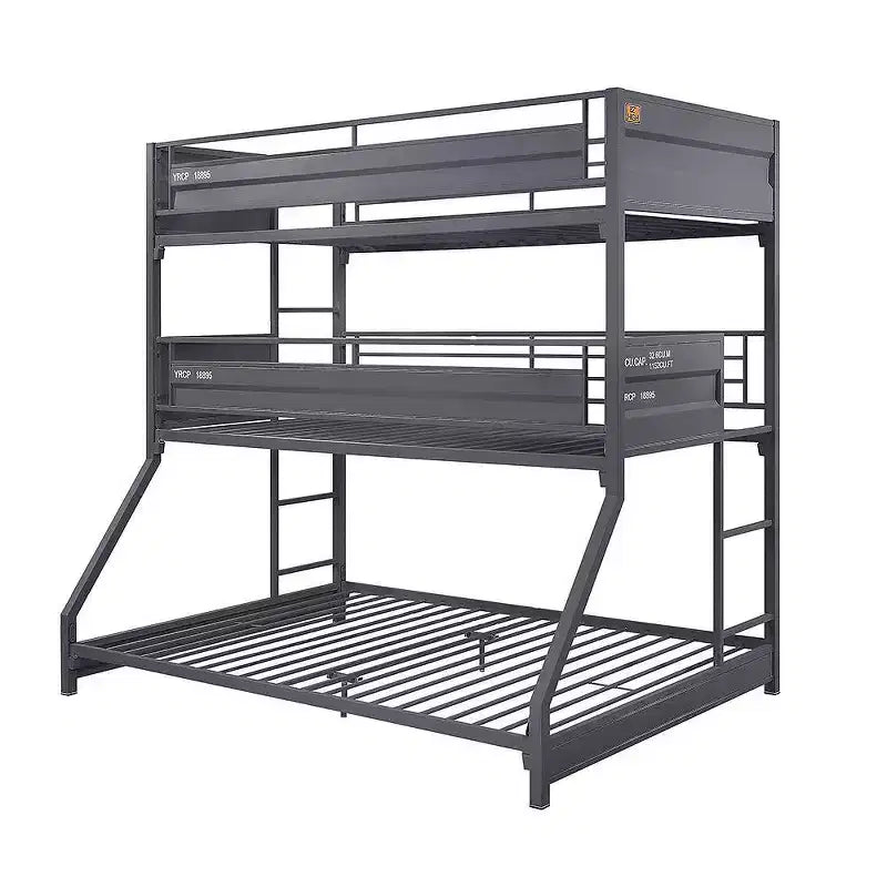 78" Twin/Twin/Full Triple BunkBed Cargo Loft, Metal Frame & Ladders - Acme Furniture