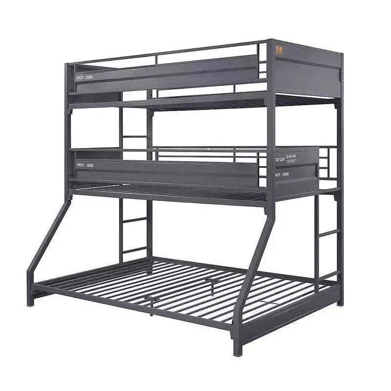 78" Twin/Twin/Full Triple BunkBed Cargo Loft, Metal Frame & Ladders - Acme Furniture