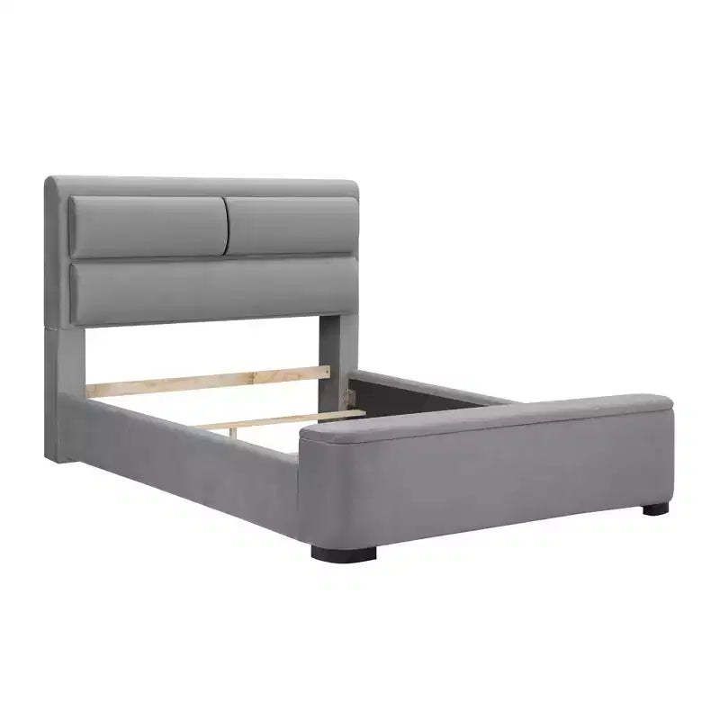 Queen Nirlen Upholstered Bed with Storage Gray - HOMES: Inside + Out: Polyester, Foam, Rubberwood, Modern Design