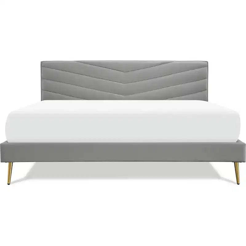 King Sidney Upholstered Platform Bed Gray - Adore Decor