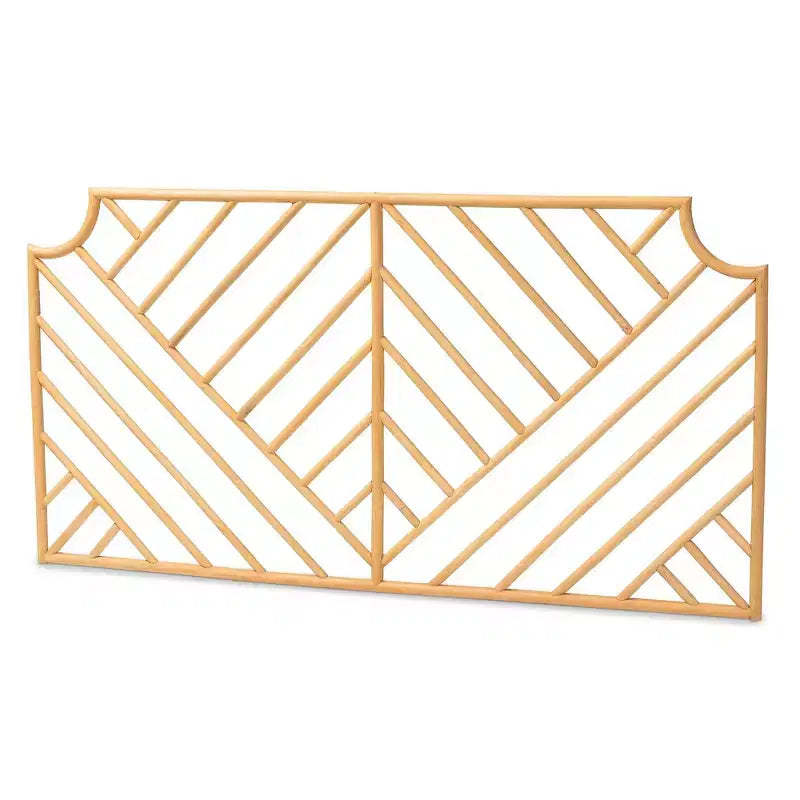 Queen Giza Rattan Wall Mount Headboard Natural/Brown - bali & pari: Handcrafted, Chevron Pattern, No Assembly Required