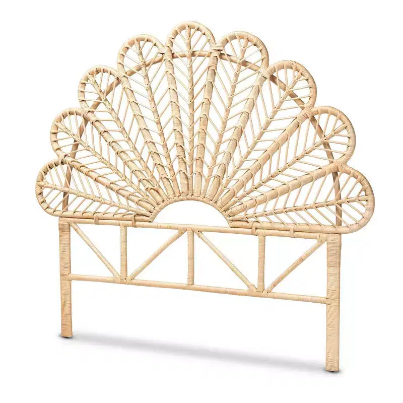 Queen Variel Rattan Headboard Walnut Brown - bali & pari: Bohemian Style, No Assembly, Spot Clean