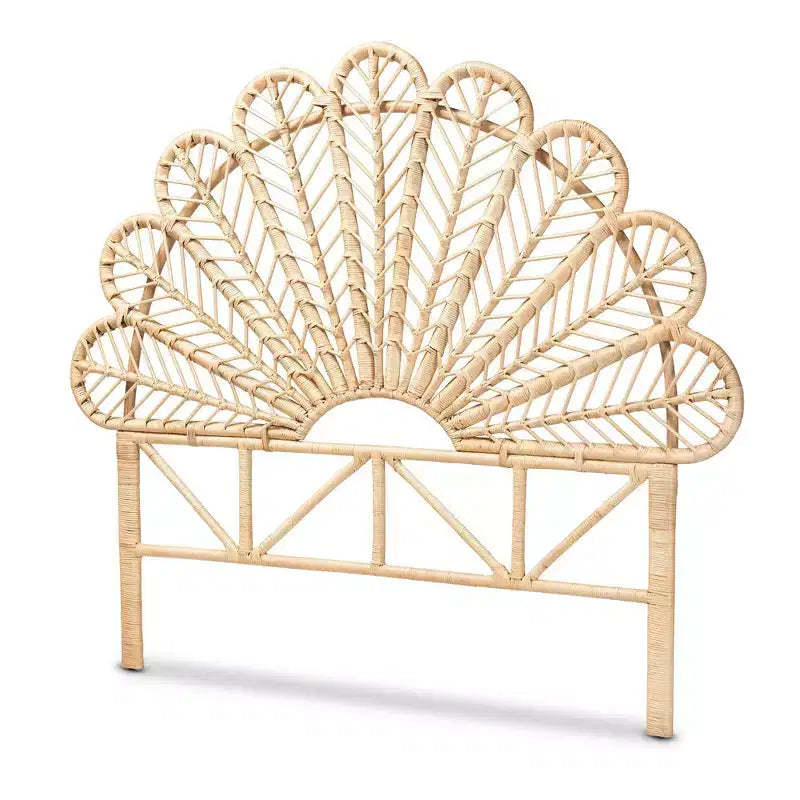 Queen Variel Rattan Headboard Walnut Brown - bali & pari: Bohemian Style, No Assembly, Spot Clean