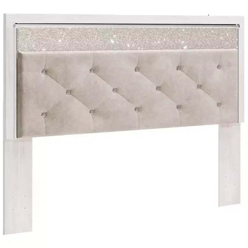King/California King Altyra Upholstered Panel Headboard White: Chrome Accents, LED Lighting - Signature Design by Ashley