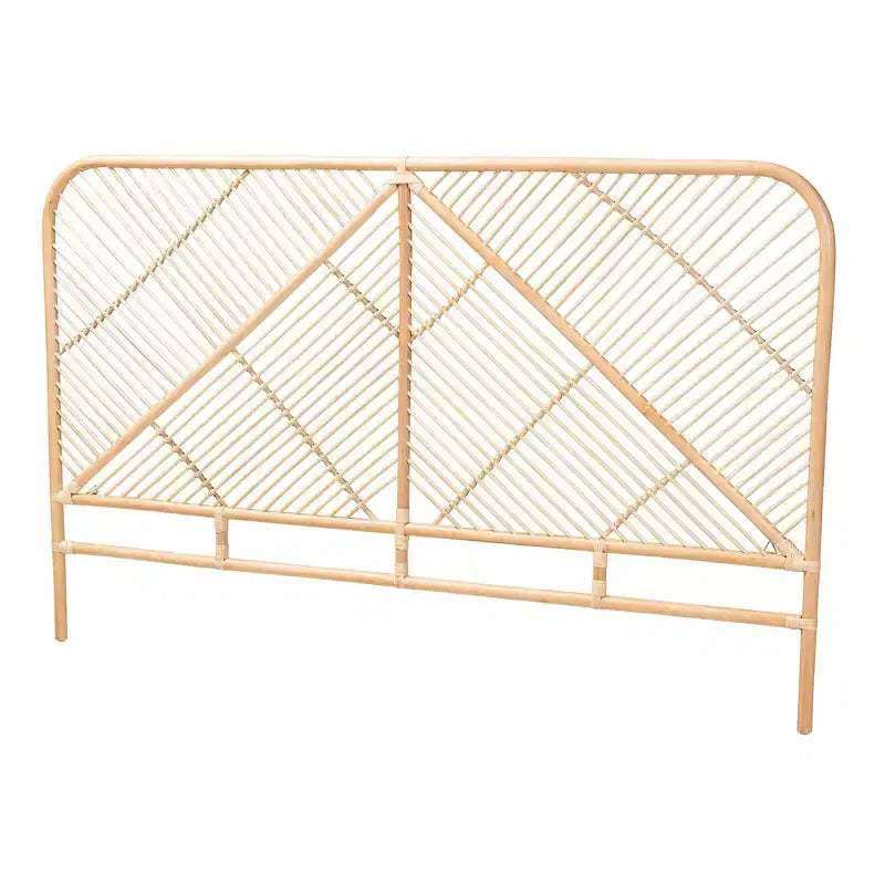 Queen Walid Rattan Standalone Headboard Natural Brown - Baxton Studio: No Assembly, Spot Clean, Freestanding Design