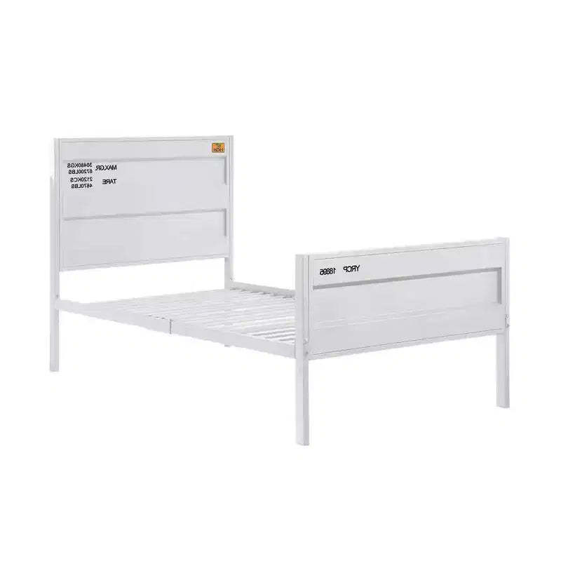 Cargo 79" Twin Bed White - Acme Furniture: Contemporary Metal Frame, No Box Spring Needed