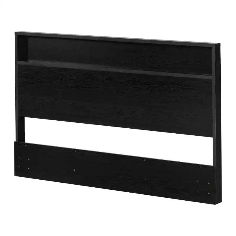 South Shore Full/Queen Primo Headboard with Storage Shelf Black Oak