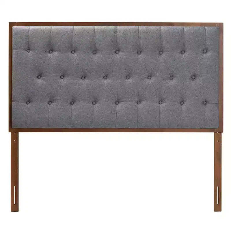 Baxton Studio Baxton Studio King Harumi Fabric and Wood Headboard Gray/Walnut Brown