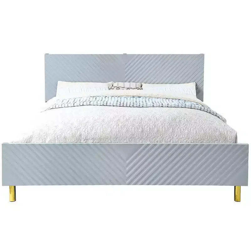 Acme Furniture Queen Gaines Bed Gray High Gloss Finish