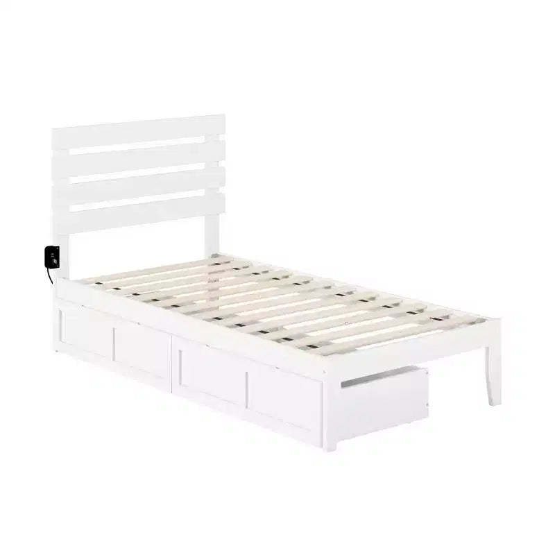 AFI Twin Oxford Bed with USB Turbo Charger: 2 Underbed Drawers, No Box Spring Needed