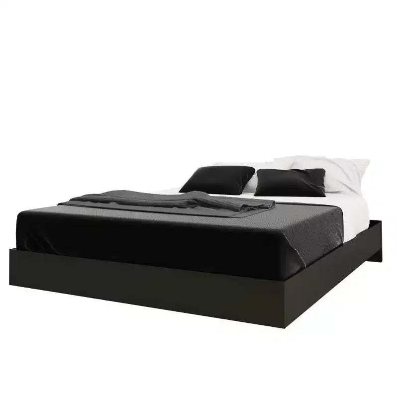 Queen Apollo Bed with Headboard Bark Gray/Black - Nexera: Modern Platform, No Box Spring Needed