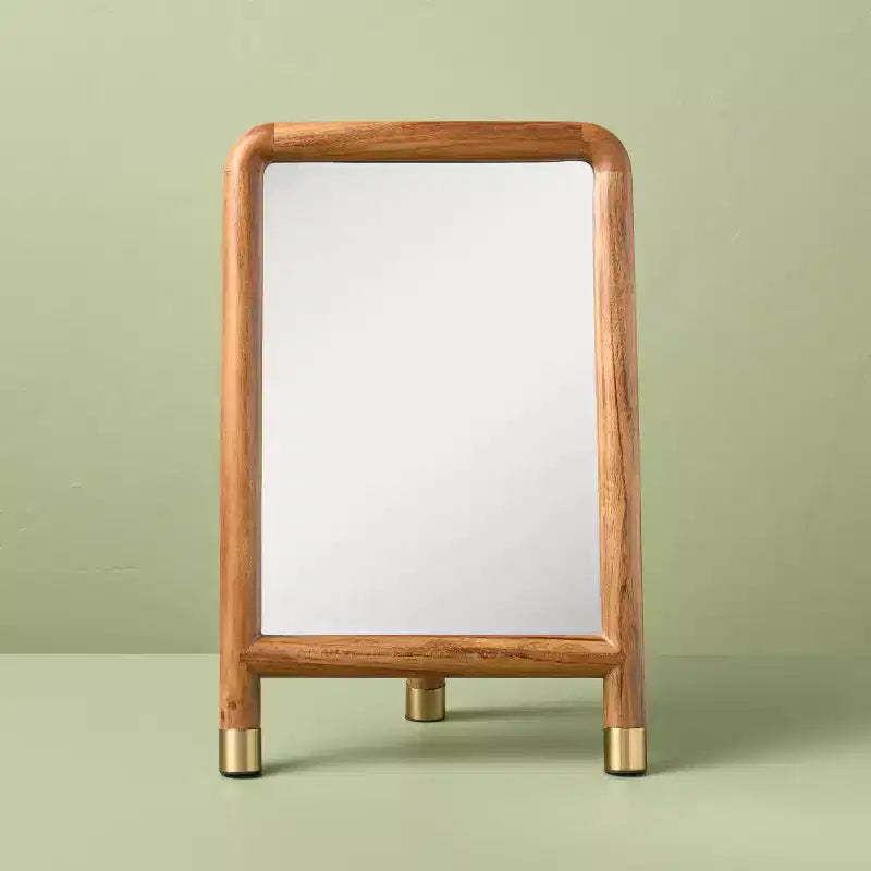 Wood Accent Mirror with Brass Feet - Hearth & Hand™ with Magnolia