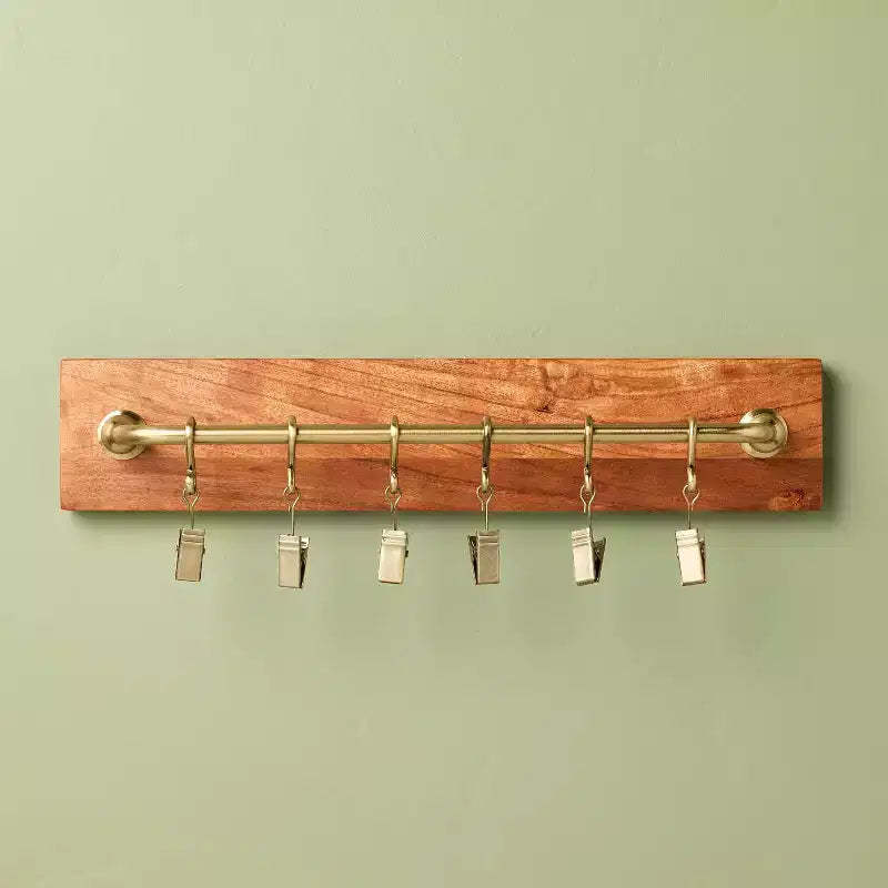 Brass and Wood Wall Rail with Clips - Hearth & Hand™ with Magnolia