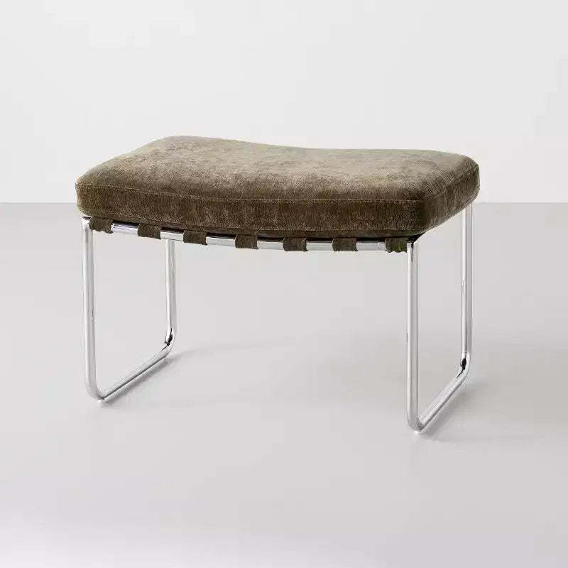 Modern Ottoman with Chrome Frame - Hearth & Hand™ with Magnolia