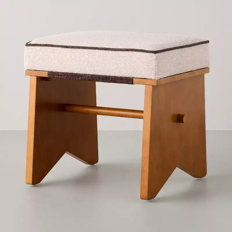 Upholstered Mid Century Ottoman Cream - Hearth & Hand™ with Magnolia