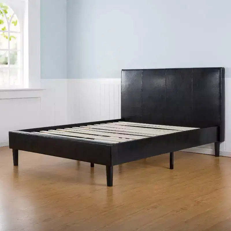 Platform Bed Faux Leather Dark Brown - Sleep Revolution
