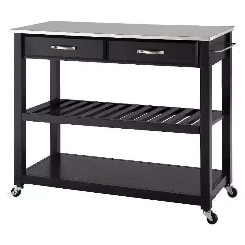 Stainless Steel Top Kitchen Cart/Island with Optional Stool Storage - Crosley
