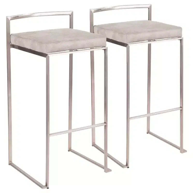 Set of 2 30 Fuji Contemporary Stackable Barstools Stainless Steel - Lumisource