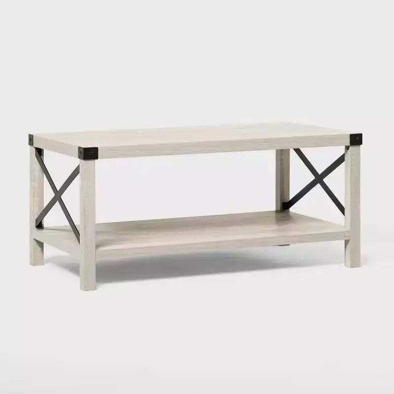 Sophie Rustic Industrial X Frame Coffee Table - Saracina Home