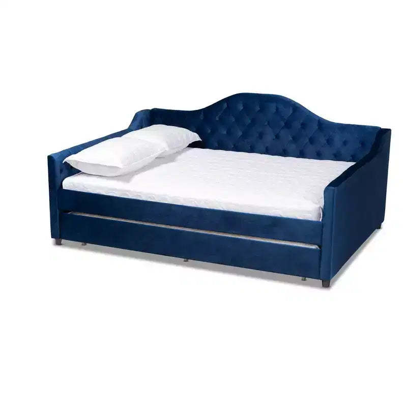 Perry Velvet Daybed with Trundle - Baxton Studio