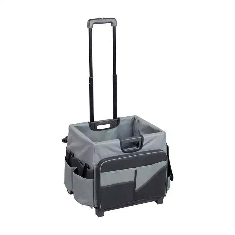 ECR4Kids Universal Rolling Utility Cart with Canvas Organizer Bag, Mobile Storage, Black/Grey