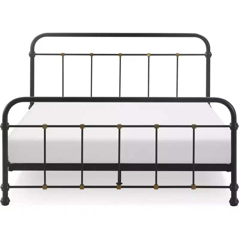 Renaud Parisian Metal Bed Black/Brass - Adore Dcor