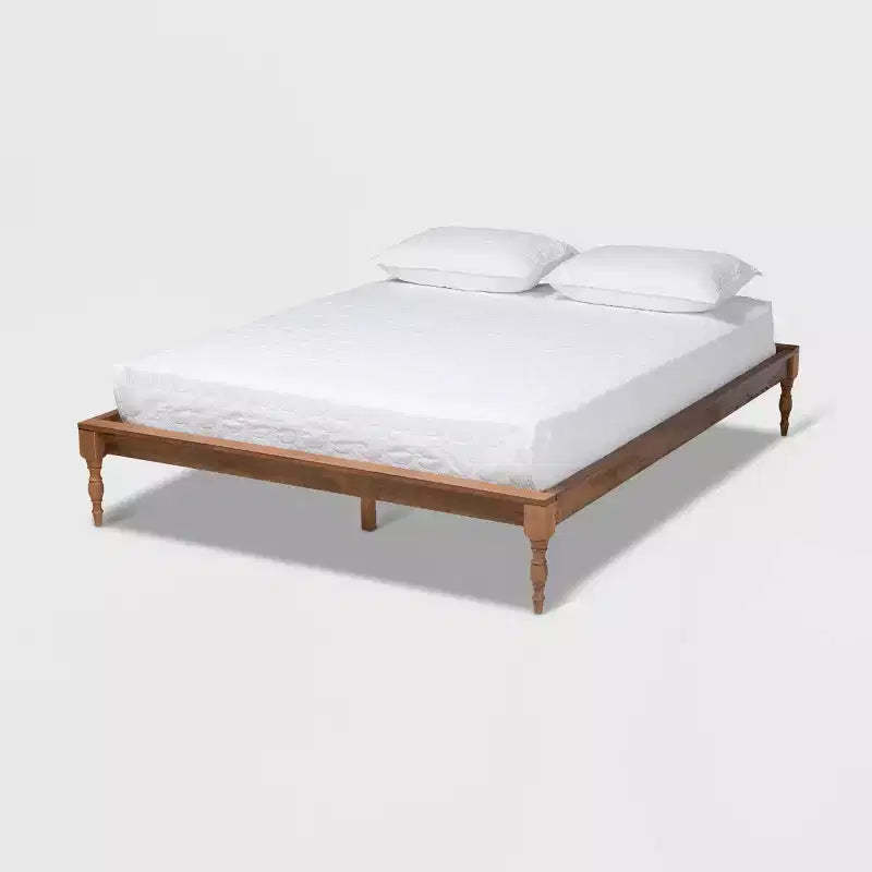 Romy Wood Bed Frame Ash Walnut - Baxton Studio