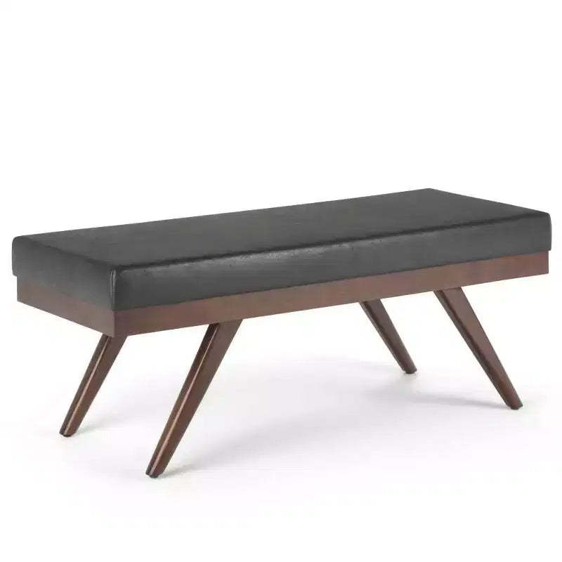48 Nadine Mid Century Ottoman Bench Faux Air Leather - Wyndenhall